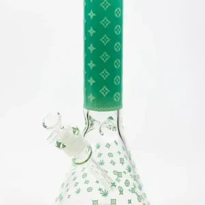 14" Glow in the Dark Luxury Pattern 7mm Beaker Bong