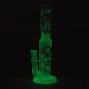 14" Glow In The Dark Straight Tube Bong W/ Honeycomb Diffuser