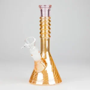 8" Shiny 6-Rings Beaker Bong w/ Handle Slide
