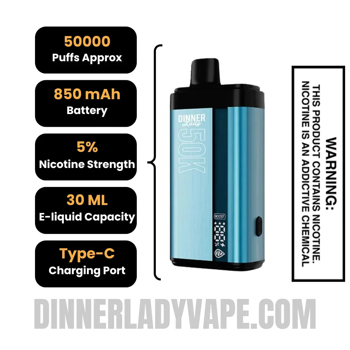 Mexico Mango x Pineapple Passion Guava Dinner Lady 50K Disposable Vape - Image 2