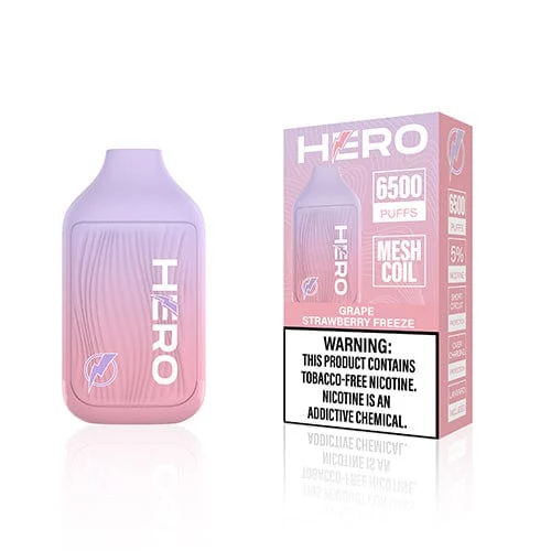 Hero 6500 Disposable Vape (5%, 6500 Puffs) - Grape Strawberry Freeze
