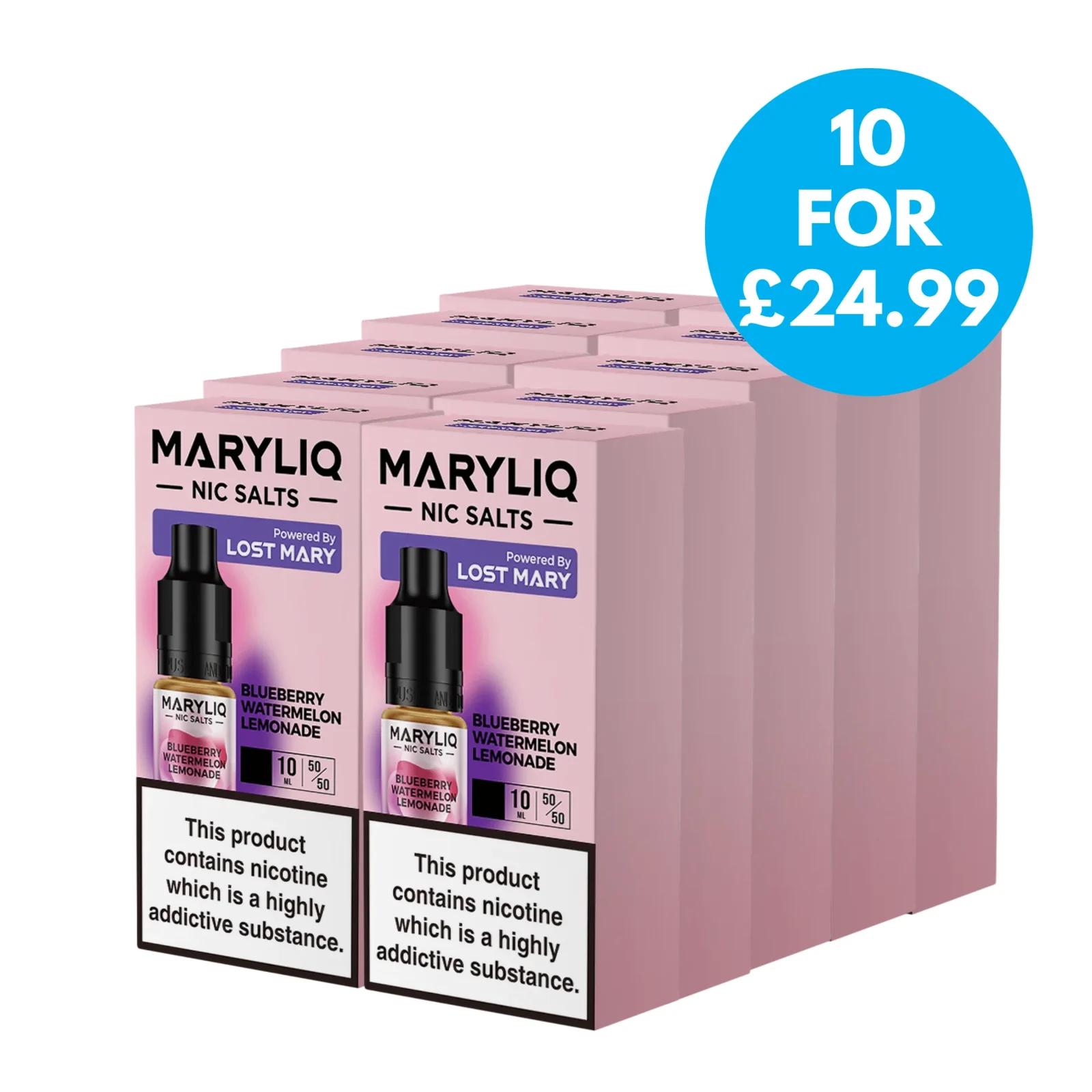 Box Of 10 – MaryLiq by Lost Mary E-Liquid 10mg (1%)