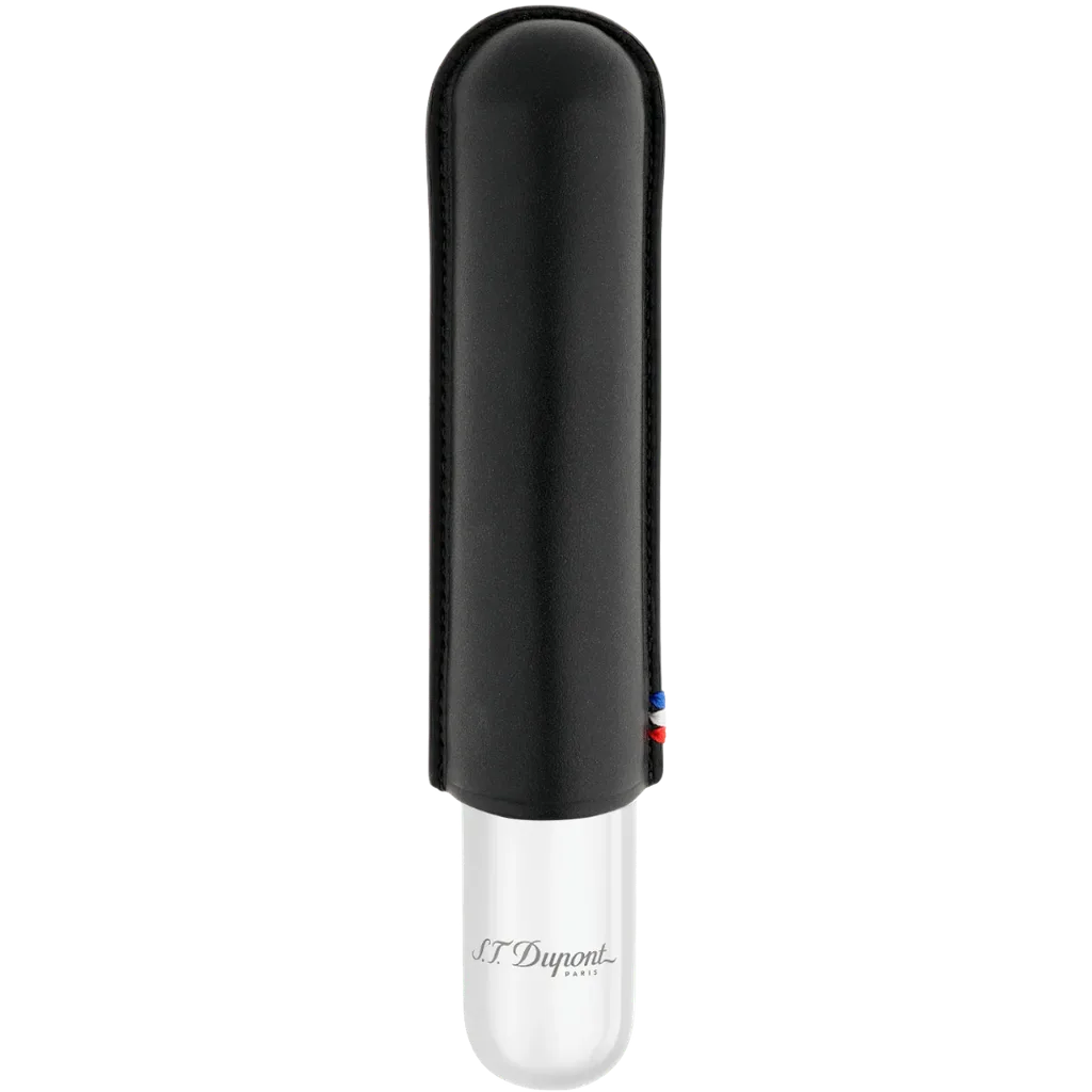 S.T. Dupont 1-Cigar Leather Case – Black & Chrome