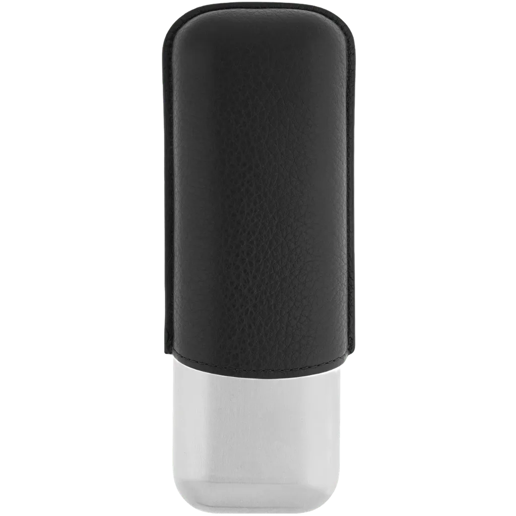 S.T. Dupont 2-Cigar Leather Case – Black & Chrome - Image 2