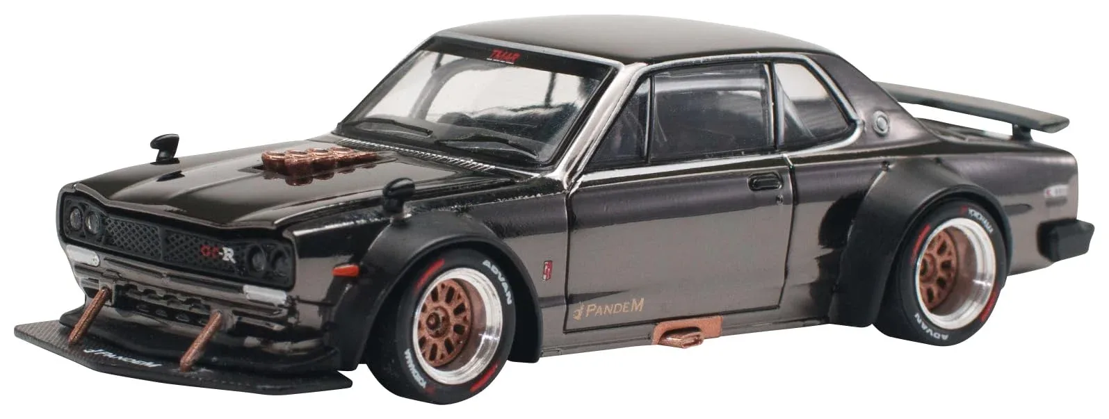 Works 1/64 Skyline GT-R V8 Drift Hakosuka Dark Chrome Diecast Model Car