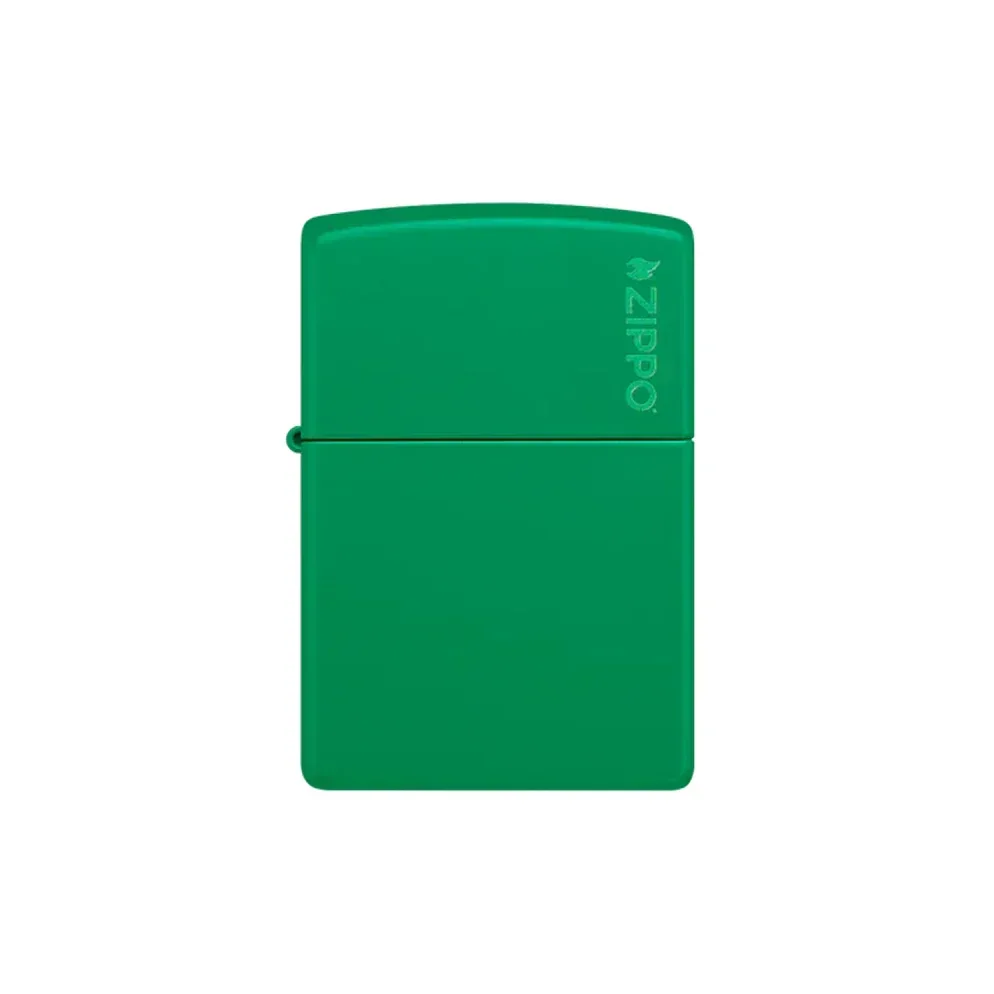 Zippo Lighter - Green Matte Zippo Logo